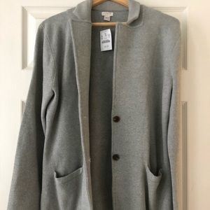 J Crew NWT Gray 100% Cotton Sweater Blazer Jacket